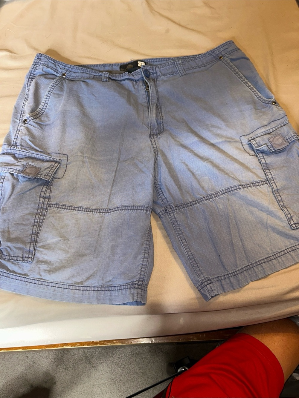 Vintage OP Ocean Pacific Y2K skate surf grunge cargo shorts faded light blue